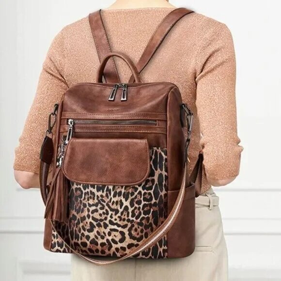 Leopard Print Backpack  